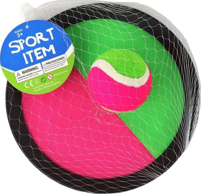 Set lojë kap topi Leantoys Velcro Catch Ball Paddles Targets, 2 raketa, 1 top, shumëngjyrësh