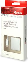 Adaptues USB Equip 133452, USB C në HDMI, 15cm, i bardhë