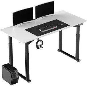 Tavolinë gaming ULTRADESK UPLIFT, 160 x 116 x 75 cm, rregullim lartësie, e bardhë e zezë