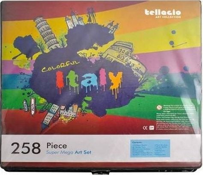 Set vizatimi Tellacio Colorful Italy, 258 pjesë, valixhe me kuti, shumëngjyrësh