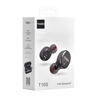Kufje Bluetooth TOZO T10S TWS, IPX8, karikim wireless, të zeza