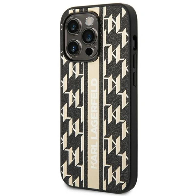 Kapak telefoni Karl Lagerfeld Monogram Stripe për iPhone 14 Pro Max, 6.7", i zi