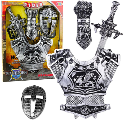 Set kalorësi për kalama LEAN Toys 24293, maskë shpatë parzmore mbrojtëse, argjendtë
