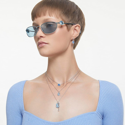 Set qafore dhe vathë për femra Swarovski Iconic Swan 5660597, të kaltra/argjendta