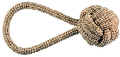 Играчка за кучиња ROPE WITH BALL, јажe од памук, со топка, повеќебојна