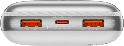 Powerbank me ekran dixhital Baseus Bipow Pro, 20000mAh, 22.5W, i bardhë + kabllo USB-A/USB-C, 30cm, e bardhë