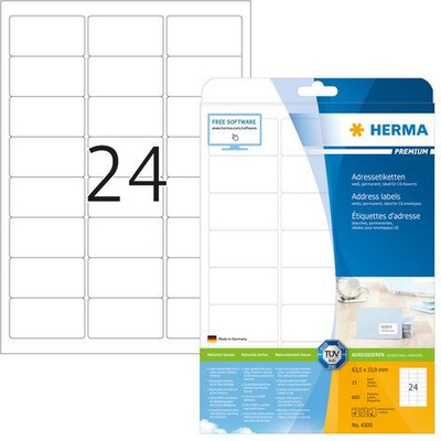 Herma Etiketa Adrese Premium A4 63.5 x 33.9 mm, 600 Copë