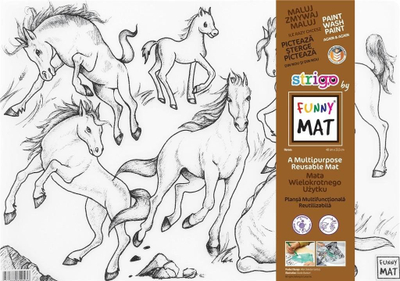 Dyshek vizatimi Funny Mat Horses, i ripërdorshëm, për ngjyrosje, shumëngjyrësh