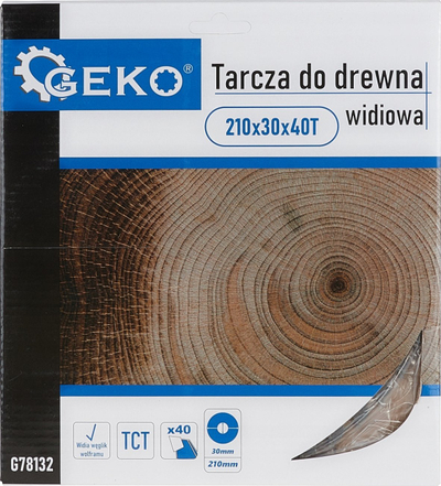 Disk sharre rrethor GEKO G78132, 210mm, 40 dhëmbë, për dru