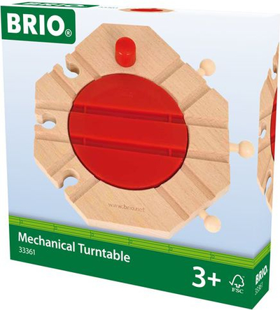 Lodër platformë rrotulluese Brio Mechanical Turntable 33361, mekanike, për trena druri, shumëngjyrëshe