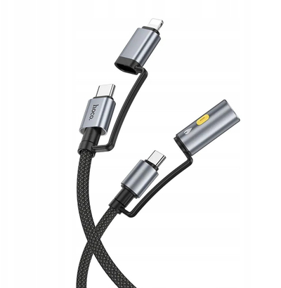 Kabllo makinë Hoco All in One, USB C Lightning, 60W, 1.2m, e zezë