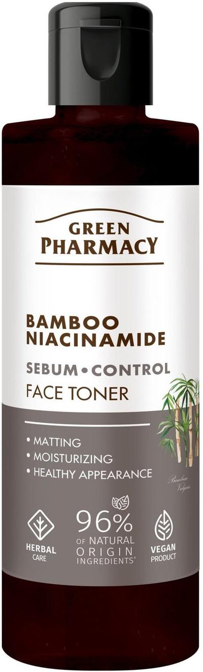 Tonik fytyre Green Pharmacy me bambu edhe niacinamide, për kontroll yndyre, 200 ml, transparent