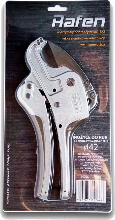 Gërshërë për tuba plastike Rafen No 42, Ø42 mm, metalike, gri