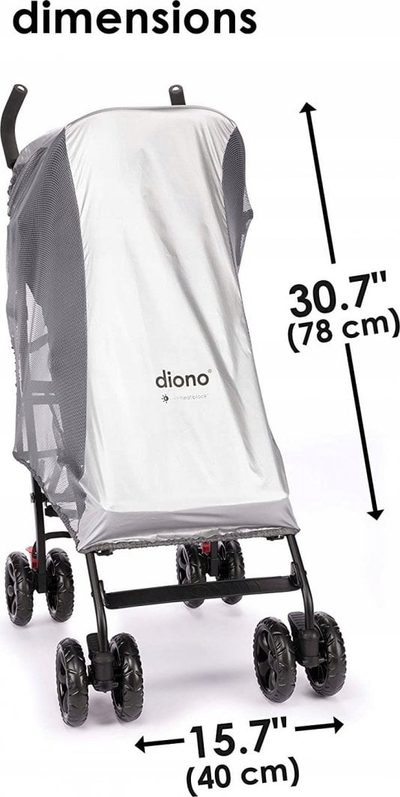 Тенда за сонце за количка Diono Sunshade 2 во 1, UV 50+ филтер, мрежа против инсекти, црна