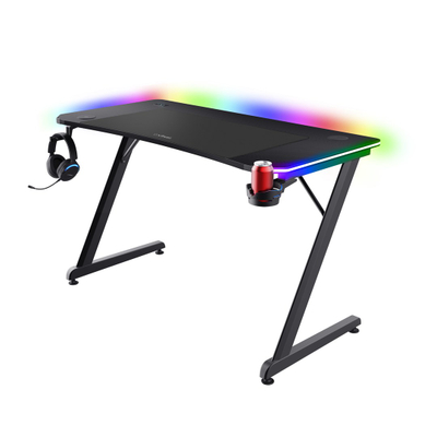Tavolinë gaming Trust GXT 710 Luminus Pro, ndriçim RGB, kapacitet 150 kg, e zezë
