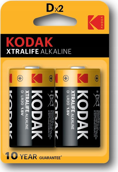 Алкални батерии Кодак Макс Супер D LR20, 1.5V, пакување 2 парчиња