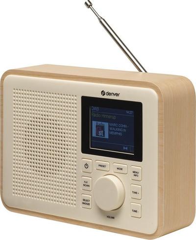 Портабилно радио Денвер DAB-60LW Greenline, DAB+ FM, 10W, светла дрвена боја