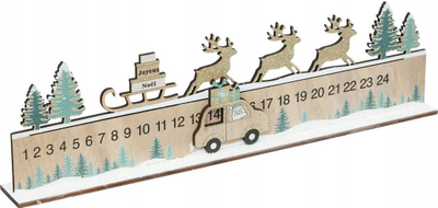 Kalendar Adventi dekorativ, druri MDF, 40 cm, shumëngjyrësh