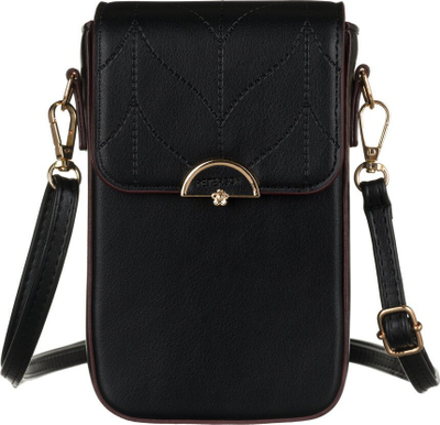 Çantë crossbody Peterson Small, lëkurë eko, me rrip që rregullohet, e zezë