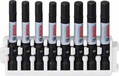 Set bitash kaçavide Bosch Impact Control, HEX5 HEX6, 8 copë, ngjyrë e zezë