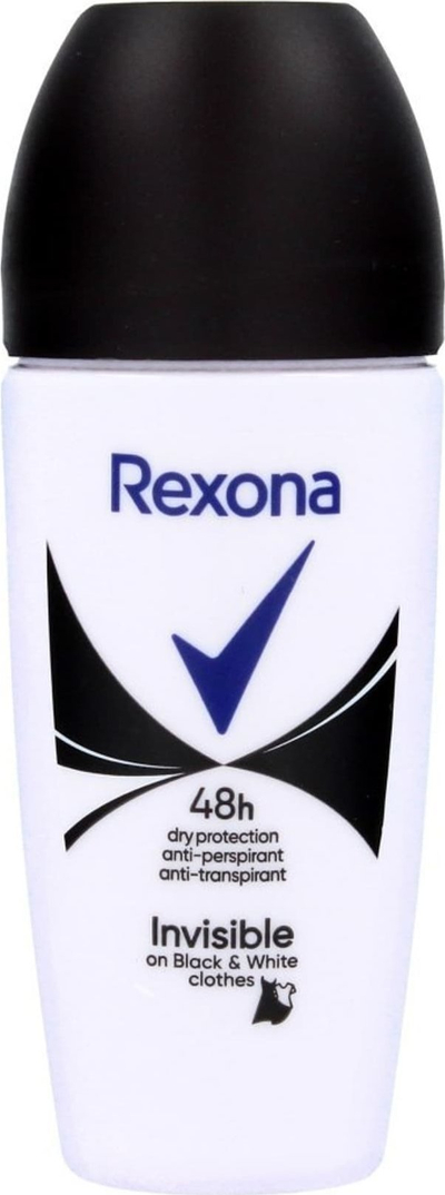 Deodorant roll on Rexona Invisible për rroba të zeza edhe të bardha, 48 orë, 50 ml