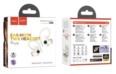 Безжични слушалки Hoco EQ8 Pure Joy, Bluetooth 5.3, 7 часа батерија, бели