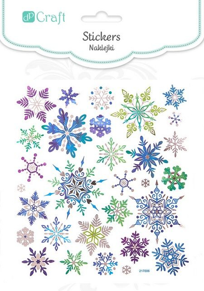 Ngjitëse zbukuruese DpCraft Snowflakes, 30 copë, me borëfillka shumëngjyrëshe