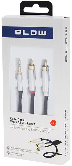 Kabllo audio RCA në Jack 3.5mm Gembird, 2xRCA, 2.5m, metalike