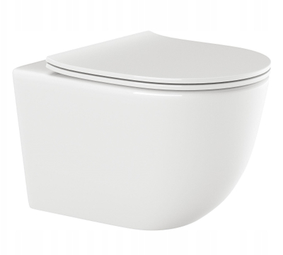 WC школка за ѕид Invena Tinos Rimless, со тенко седиште со мека затворачка, бела