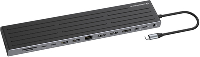 Docking station Conceptronic 14 in 1, USB C, 2x HDMI DP 4K, argjendtë