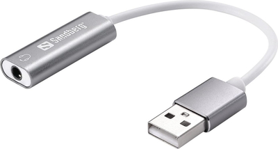 Përshtatës USB Sandberg 134-13, USB në Jack 3.5mm, i argjendtë