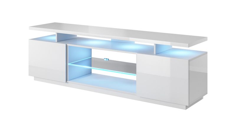 Kredencë TV Cama Meble Eva, 180x40x56 cm, MDF, e bardhë me shkëlqim