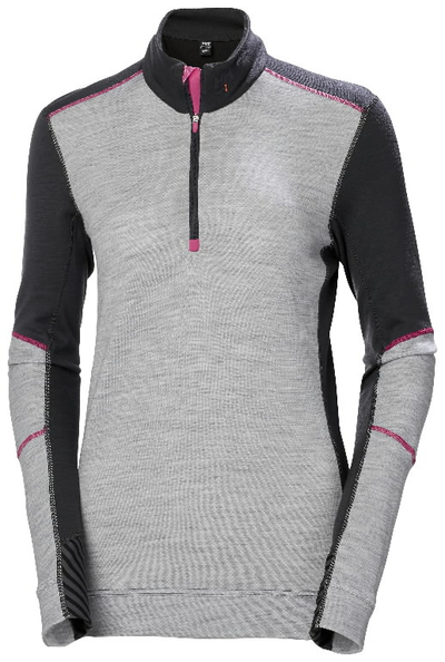 Bluzë termo Merino Helly Hansen Lifa Halfzip, për goca, përzierje leshi, madhësia L, gri me të zezë
