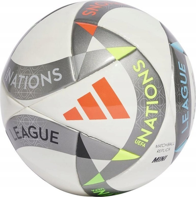 Top futbolli i vogël adidas UEFA Nations League Mini IX4101, përmasë mini, i bardhë me shumë ngjyra