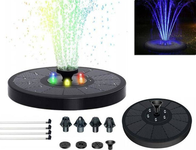 Shatërvan solar kopshti ZD70G, LED RGB, për pellgje, i zi