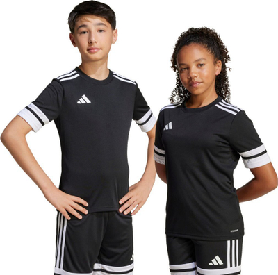 Bluzë sportive për kalamaj adidas Squadra 25 Jr JJ0052, poliestër i riciklu, teknologji Aeroready, e bardhë