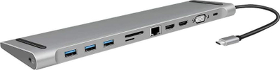 Dok USB C LogiLink UA0373, 11 porta, stacion replikues, gri