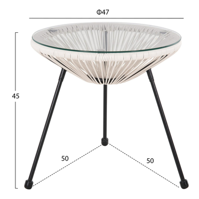 Tavolinë për kafe jashtme Allegra Φ47x45Hcm (HM5874.12), zezë/ bardhë