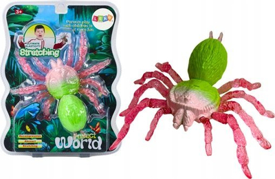 Lodër merimangë Lean Toys që shtrihet, elastike 20cm, jeshile rozë
