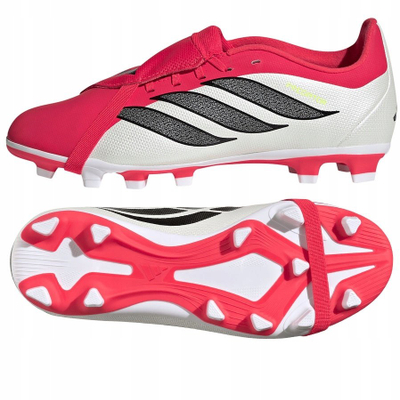 Këpucë futbolli Adidas Club Fold Over Tongue, terren i fortë, unisex, të kuqe e zeza e bardha, nr 5