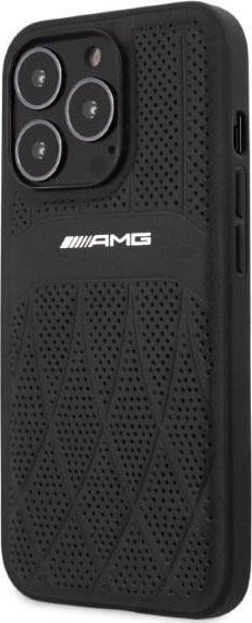 Mbrojtëse telefoni Mercedes AMG AMHCP13XOSDBK, për iPhone 13 Pro Max 6.7", lëkurë, e zezë