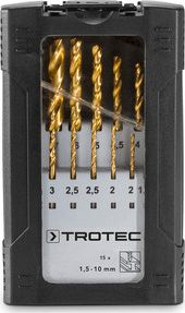 Set stërvitësesh metali Trotec HSS, 1.5-10 mm, titani, në kuti plastike të zezë