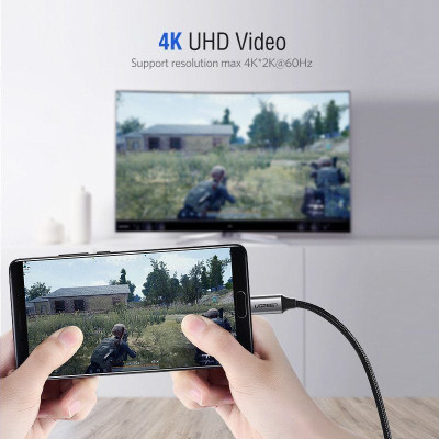 Kabllo Ugreen USB C në HDMI, 1.5m, 4K 60Hz, e zezë