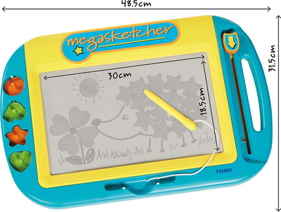Dërrasë vizatimi Tomy Megasketcher, me motor, 40 × 32 cm, shumëngjyrëshe