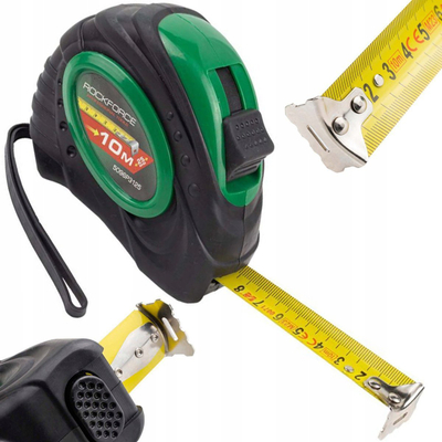 Metër matëse Rockforce RF, 10m x 25mm, ABS, me bllokim dhe kapëse