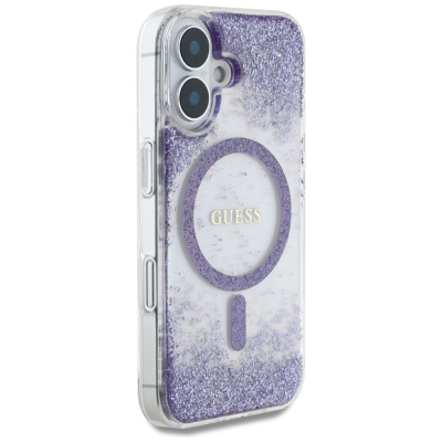 Mbrojtëse telefoni Guess Glitter Guhmp16Srgrgeu për iPhone 16, MagSafe, vjollcë
