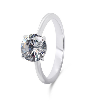Unazë Brilio RI057W, argjend, zirkon transparent