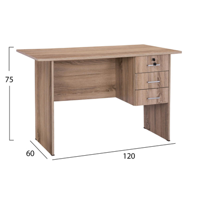 Tavolinë melamine me 3 sirtarë gri 120×60×75 cm (HM2268.02), gri