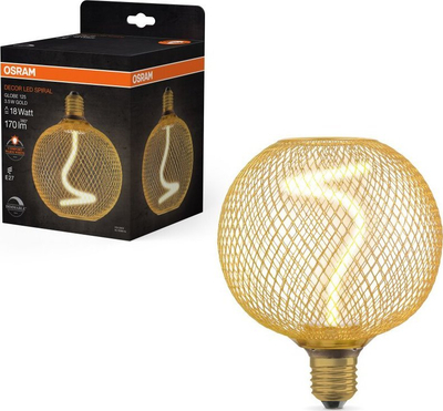 Llampë dekorative OSRAM Decor LED Spiral Filament Globe, E27, 3.5W, 1800K, ngjyrë ari