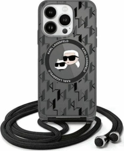 Mbulesë telefoni Karl Lagerfeld KLHMP16XHCKCKLCK, për iPhone 16 Pro Max 6.9", e fortë, me litar, e zezë